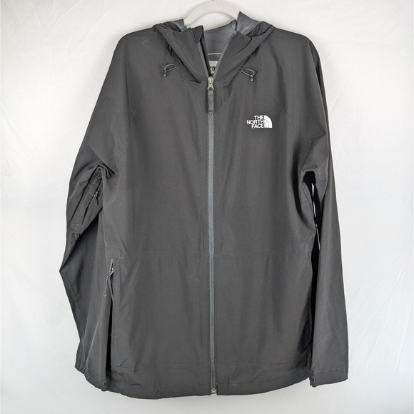 North Face Mens Freedom Stretch Rain Jacket Full Zip Hooded Black Coat Large - Picture 1 of 8
